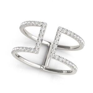 Open Double Band Pavé .5ct Diamond Ring 14k White Gold